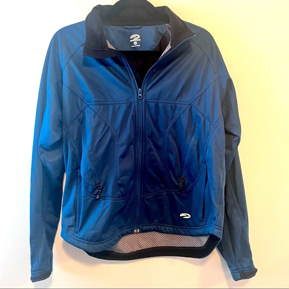 Brooks Mens Vintage Navy Blue Windbreaker Jacket